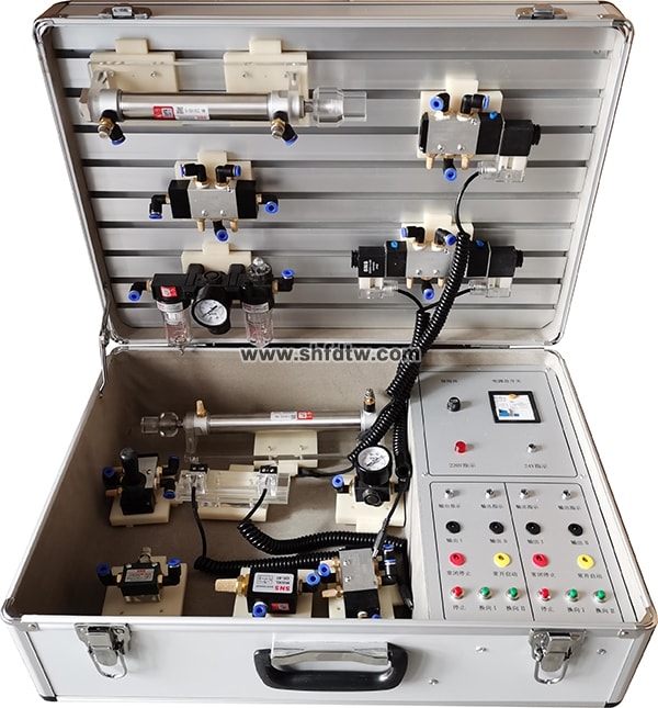 便携式气动传动基础实训箱 气动实训箱 气动基础实验箱 气动PLC控制实验台(图1)