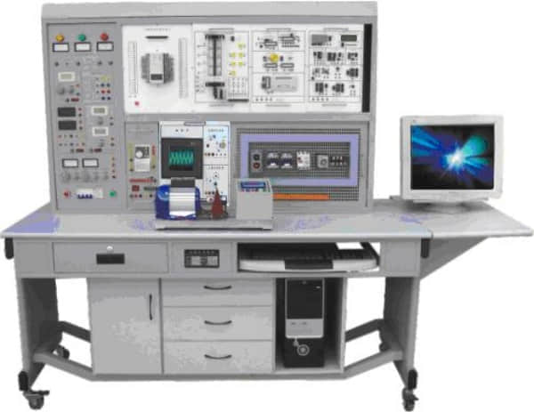 工业自动化综合实训装置（PLC+变频器+触摸屏+单片机）(图1)