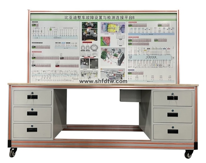 比亚迪秦纯电动汽车故障诊断设置与检测平台 新能源整车故障设置与检测连接平台 纯电动汽车整车故障实训装(图2)